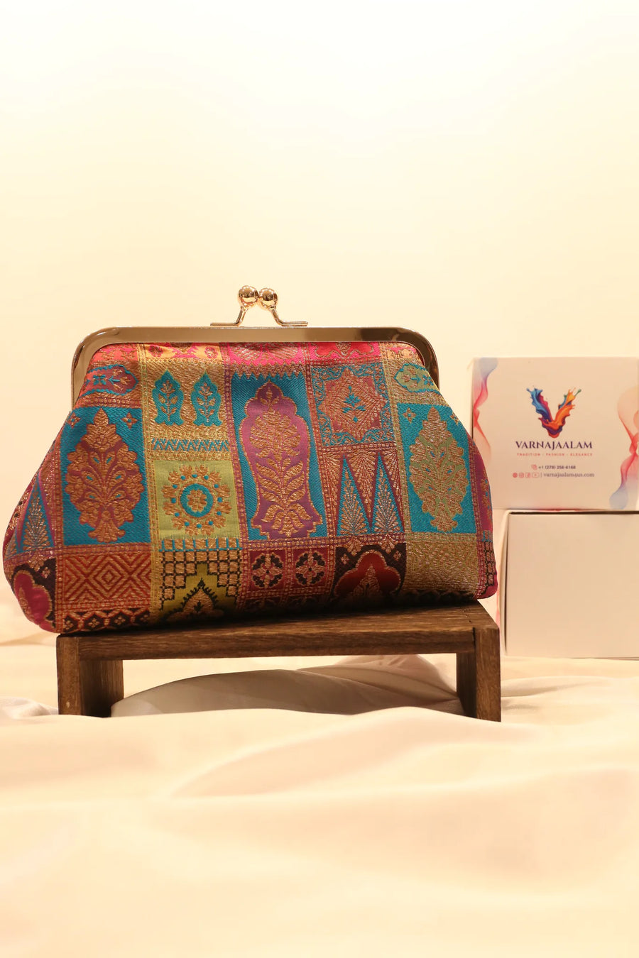 Banarasi brocade kiss-lock clutch