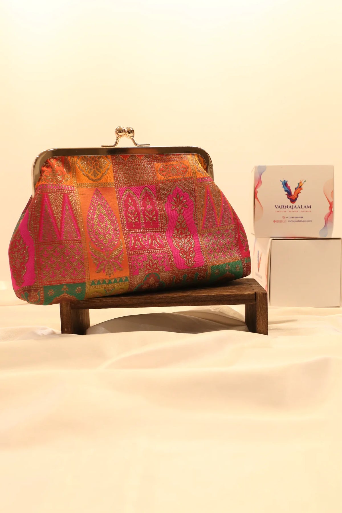 Banarasi brocade kiss-lock clutch