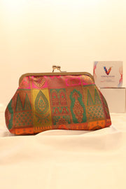 Banarasi brocade kiss-lock clutch