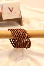 Handcrafted thin thread-wrapped bangle - Brown