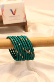 Handcrafted thin thread-wrapped bangle - Green