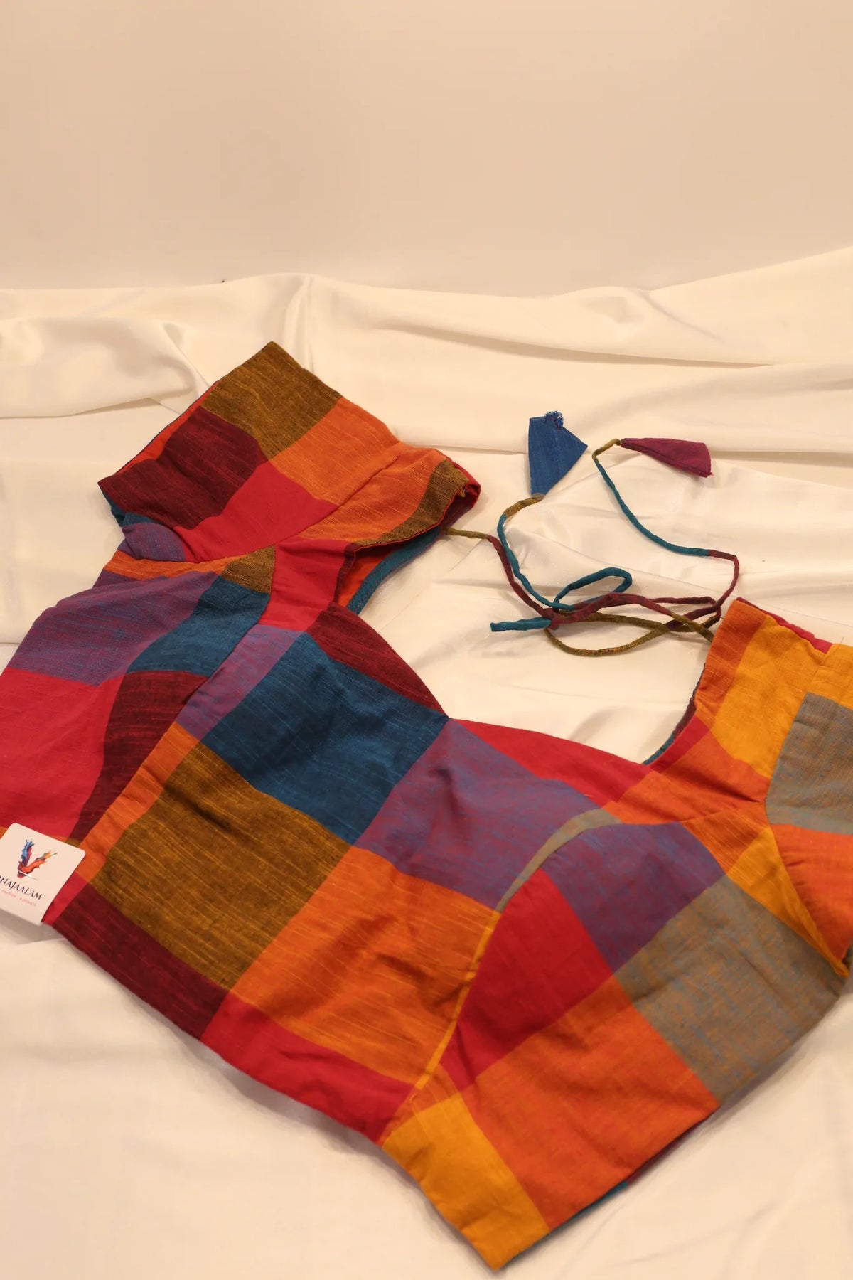 Madras check cotton blouse