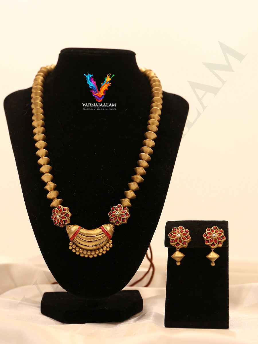 Mayura Avanthika Antique Gold Crescent & Peacock Terracotta Jewellery