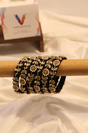Zardosi hand-embroidered bangle - Black